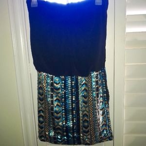 Windsor Sequin and Black Strapless Dress